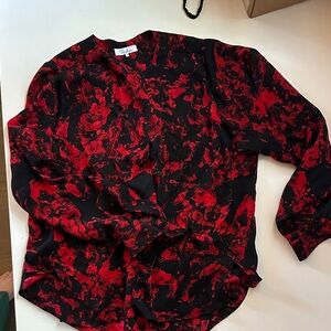 Parker Red and Black Patterned Blouse